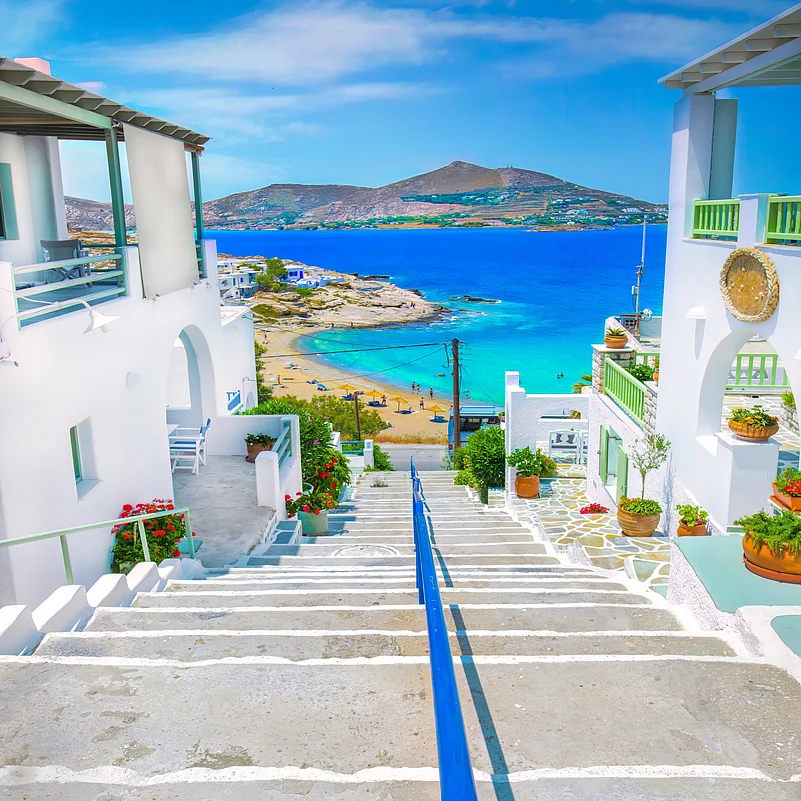 Traditional Greek street on Paros island, Greece