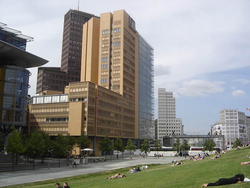 The new Potsdamer Platz in Berlin. Once one of the busiests places in the world after 1961 this was no-mans land between east and west