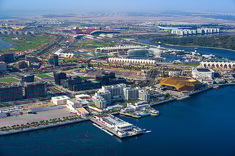 An aerial view of  Yas Island, Abu Dhabi