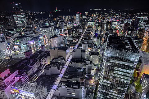 Aerial view of downtown Sendai