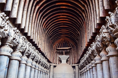 The Karla Caves near Lonavala showcase ancient Buddhist rock-cut architecture