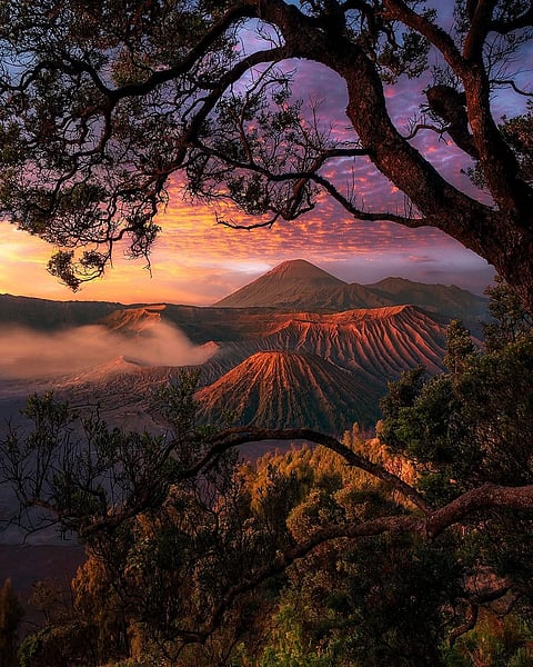 Sunset as seen at Mount Bromo, Indonesia