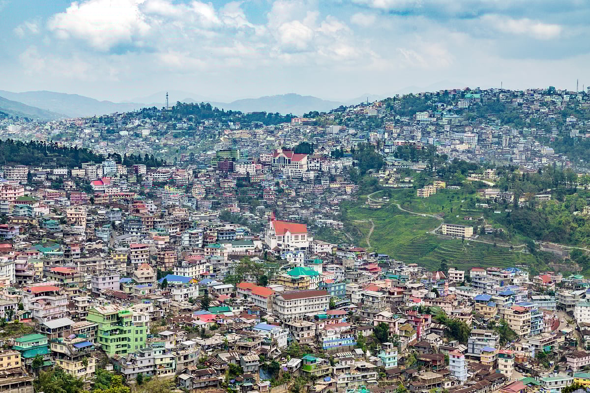 Colourful homes dot the hillside in Kohima, Nagaland
