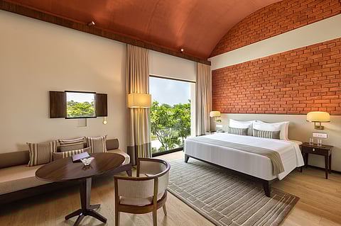 North-facing rooms overlook a peaceful lotus pond, while south-facing ones open to rice fields
