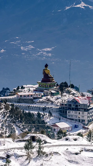 Shutterstock : A snow-laden view of Tawang