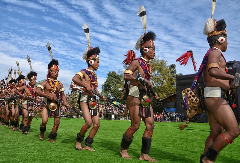 Cultural troupes perform indigenous dances during the Hornbill Festival in Kohima