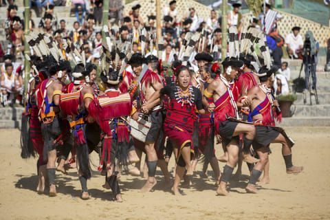 Cultural troupes perform indigenous dances during the Hornbill Festival in Kohima