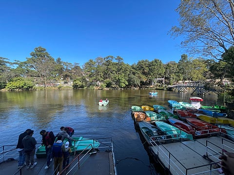 Families wait their turn to enjoy paddle boating at Ward’s Lake, Shillong
