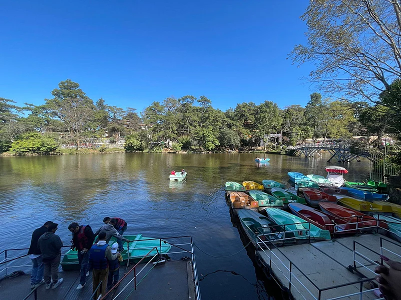 Families wait their turn to enjoy paddle boating at Ward’s Lake, Shillong