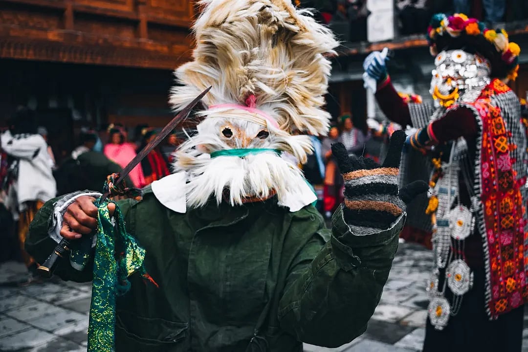 The distinctive wooden masks of Raulane reflect Kinnaur’s rich mythology and sacred artistry