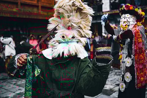 The distinctive wooden masks of Raulane reflect Kinnaur’s rich mythology and sacred artistry