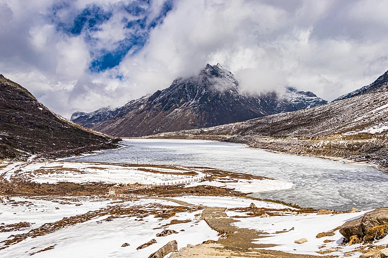 Sela Pass shines in winter with its frozen lake and pristine snow peaks