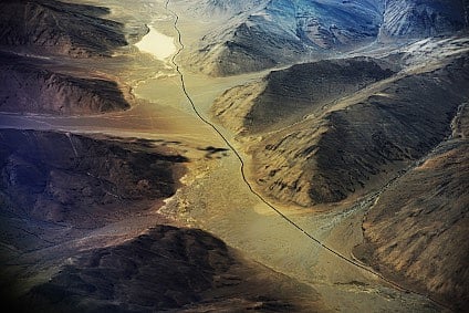 An aerial view of the Moore plains