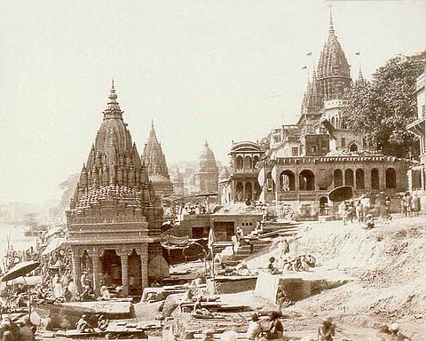 Vishnu Pud and Other Temples near the Burning Gat, Benares, Photo by Samuel Bourne