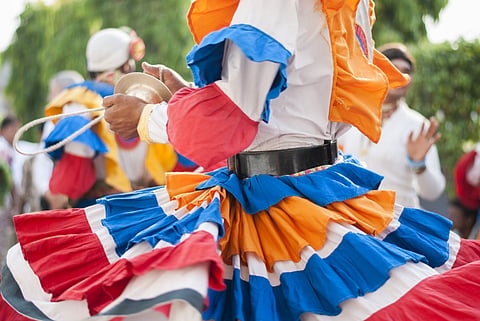 A Kumaoni Chholiya dancer performs at a traditional Uttarakhand wedding