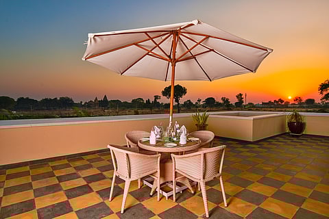 At the terrace of The LaLiT Temple View Khajuraho