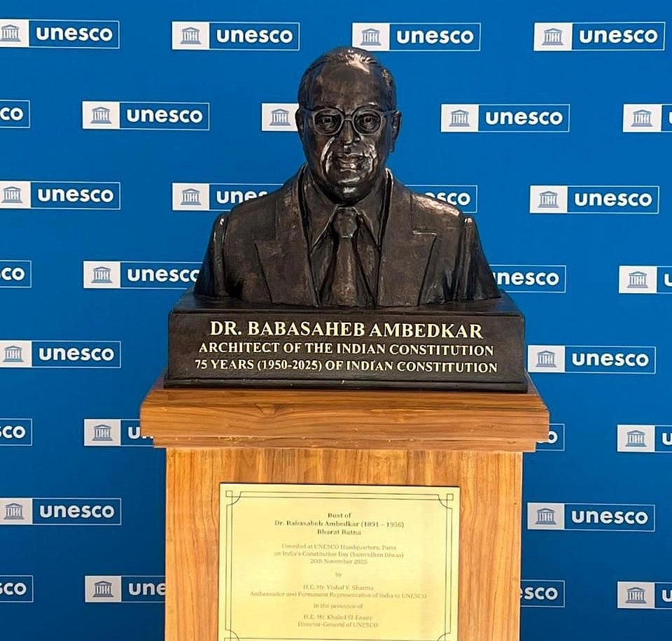 iamtoor7771/Instagram : The installation positions Ambedkar alongside other global icons in UNESCO’s Garden of Peace