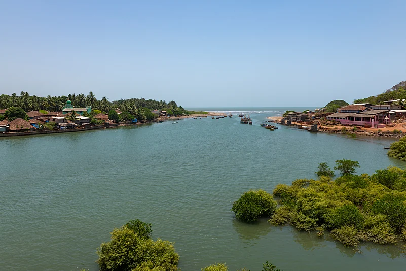 River meeting sea near Kelshi