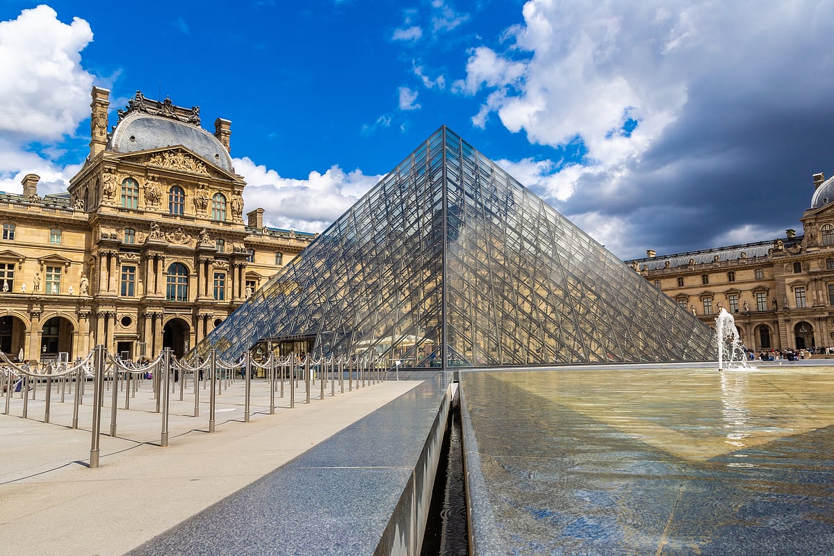 A summer view of the Louvre and Pyramid