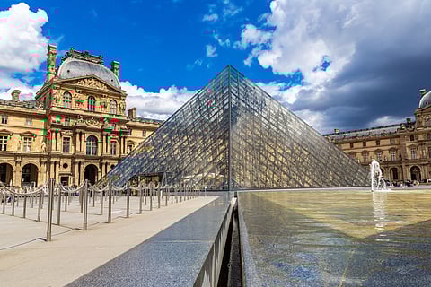 A summer view of the Louvre and Pyramid