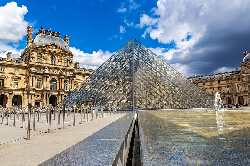 A summer view of the Louvre and Pyramid