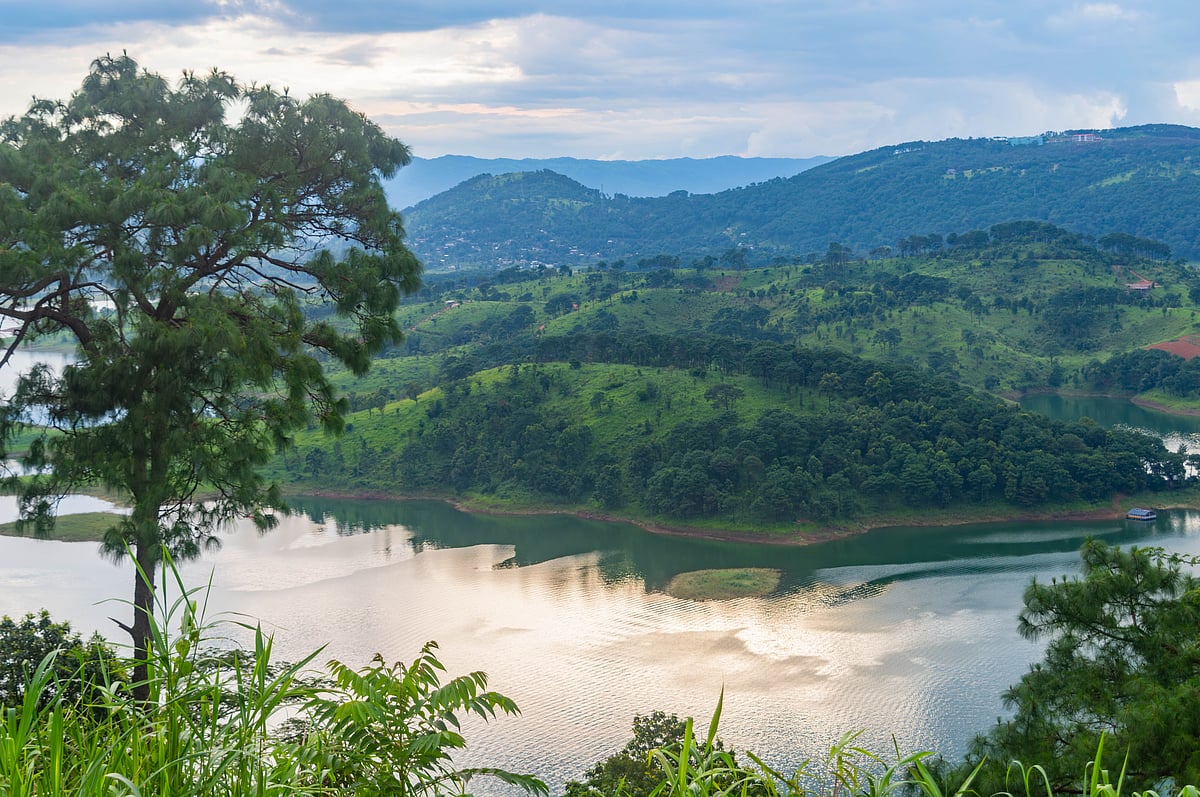 The tranquil expanse of Umiam Lake near Shillong