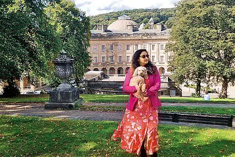 The author with her dog