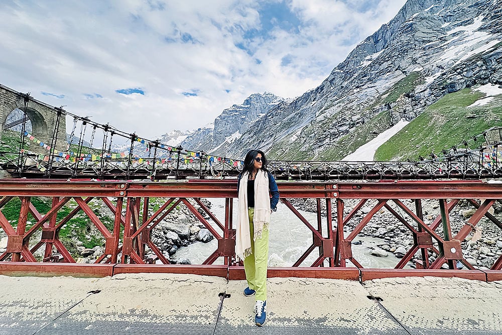 The author with the Chenab river in the background