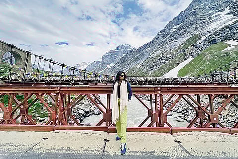 The author with the Chenab river in the background