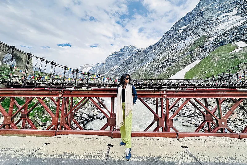 The author with the Chenab river in the background