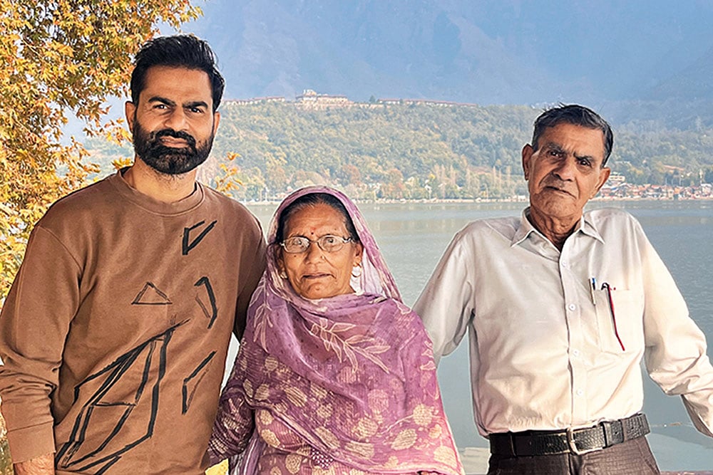 Verma and his parents in Kashmir