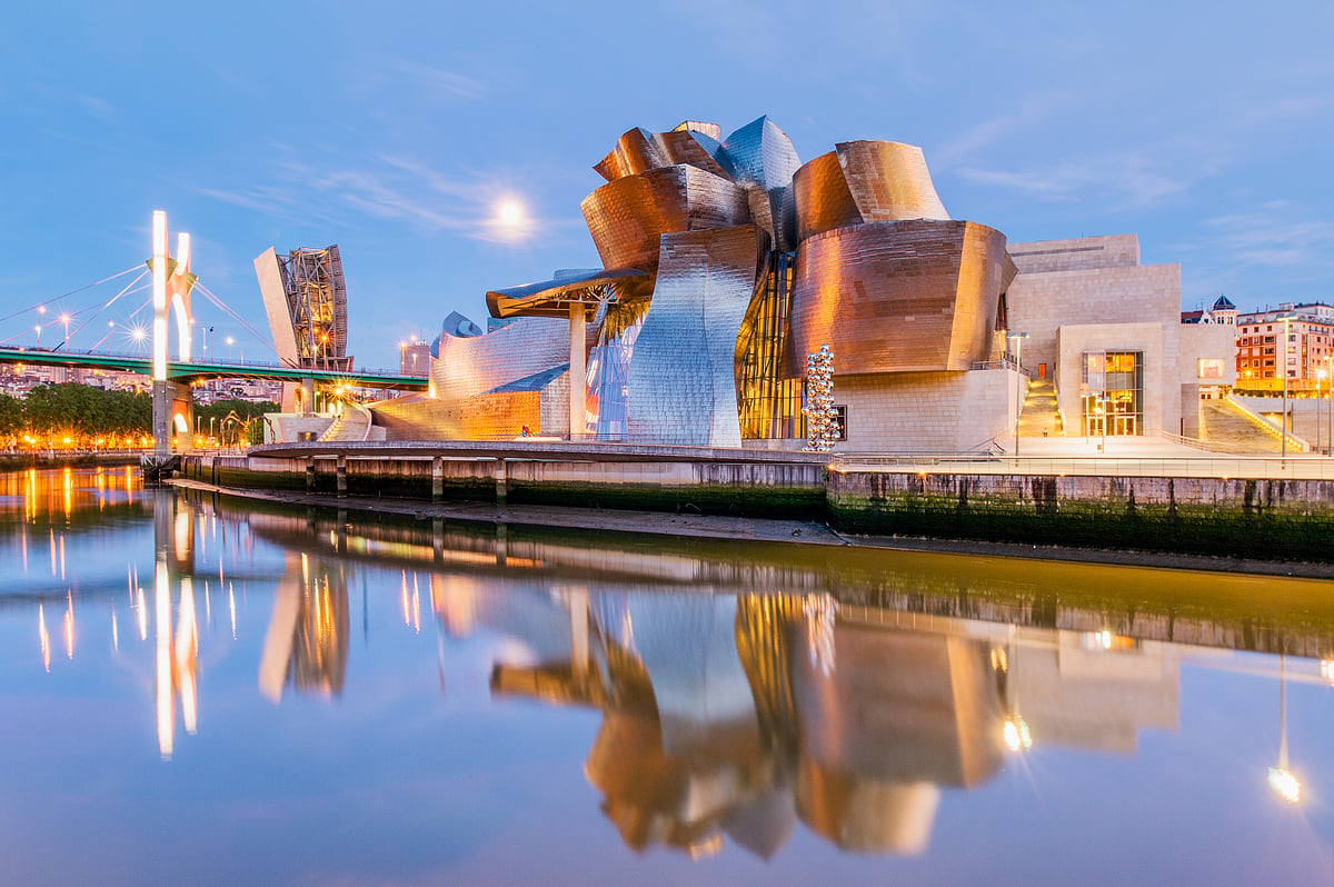 The Guggenheim Museum in Bilbao, a landmark of contemporary architecture by Frank Gehry