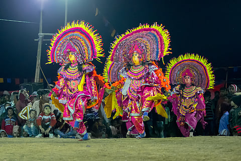 Tribal dancers perform the Chhau Dance