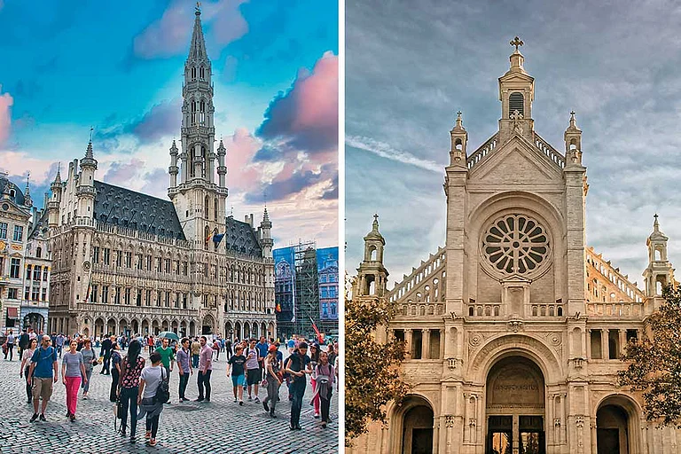 Left and right: The Grand Place; The Church of Saint Catherine - Shutterstock & Aleemuddin Siddiqui