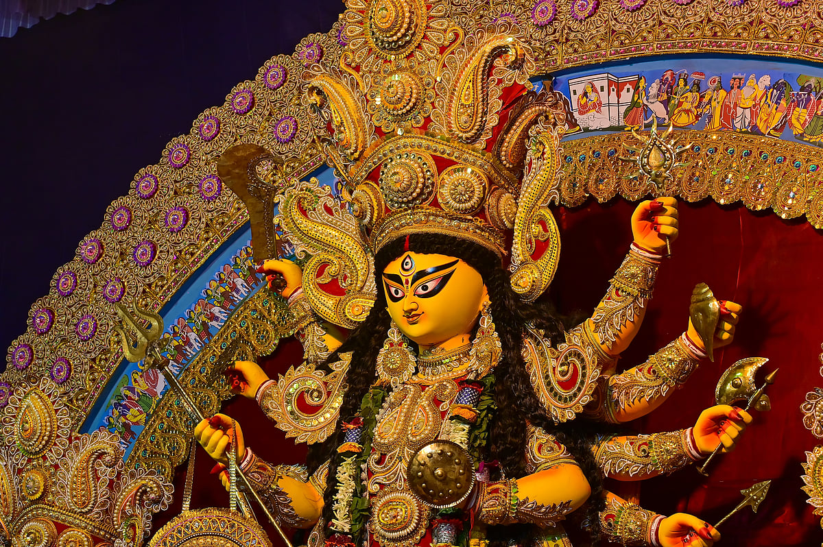 Durga idol at Durga Puja celebrations in West Bengal
