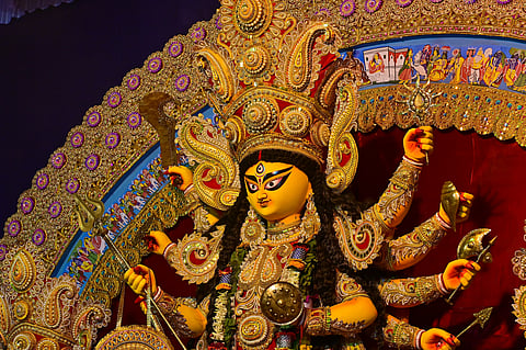 Durga idol at Durga Puja celebrations in West Bengal