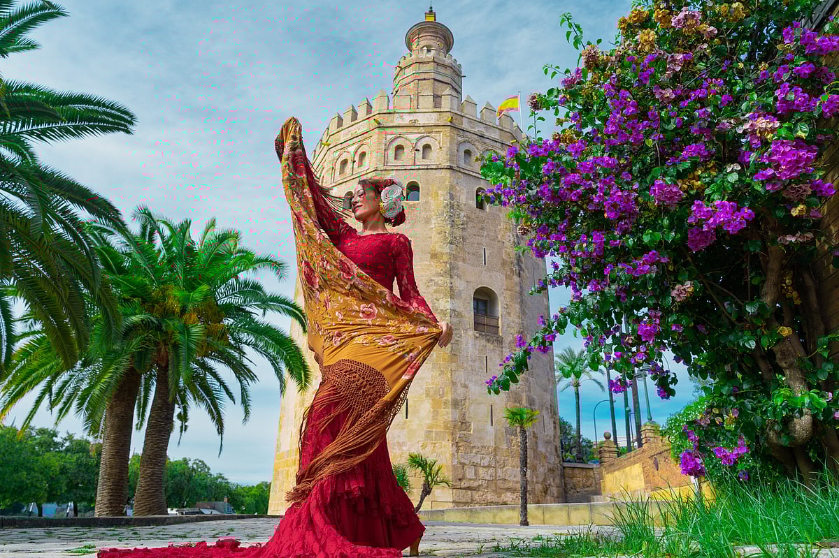 A flamenco dancer brings Seville’s streets alive with grace
