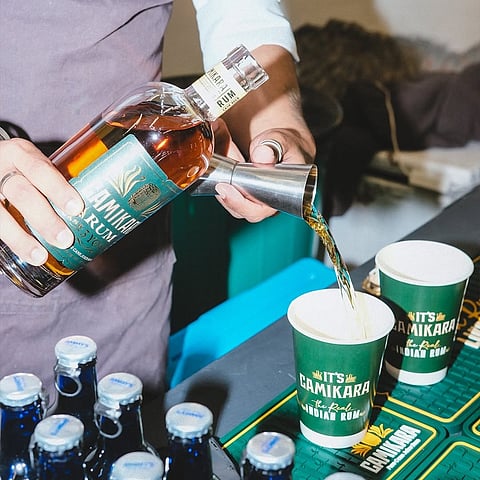 Camikara rum being poured