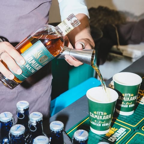 Camikara rum being poured