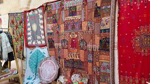 Traditional Rajasthani motifs on fabric on display at the Jaigarh Heritage Festival 2025