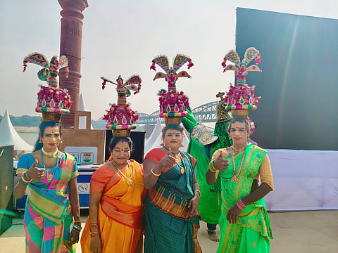 Kavadi Attam folk dancers from Tamil Nadu performing at Kashi Tamil Sangamam