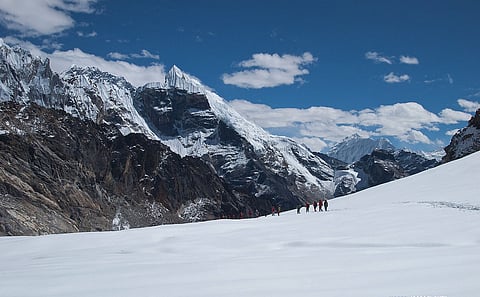 Cho La pass views down to the east, Nepal