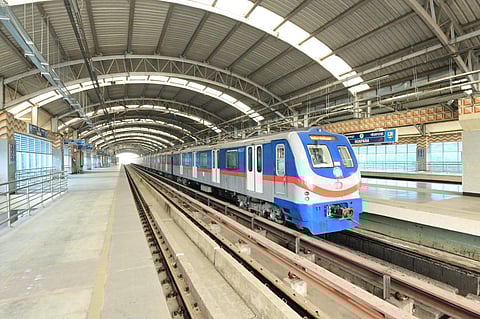 A Kolkata metro rail on the Blue Line