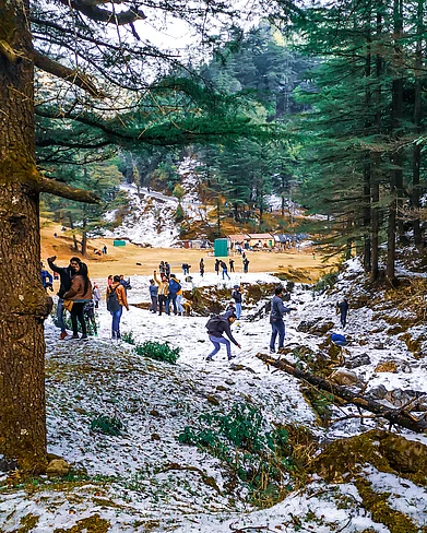 Unsplash : People play at a snow-clad spot in Mussorie