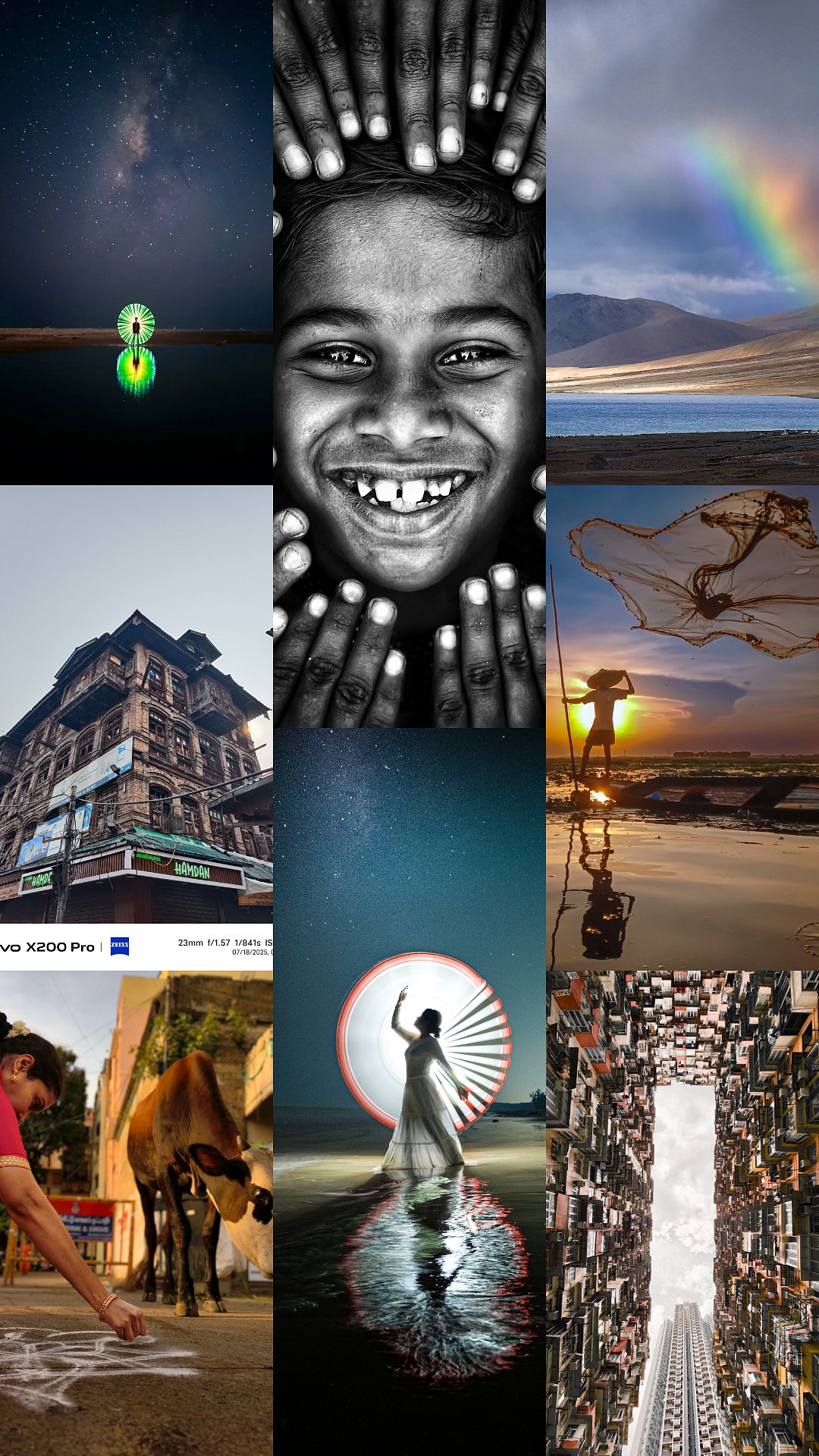 A collage of the best photos from Outlook Traveller x vivo Imagine Smartphone Photography Awards