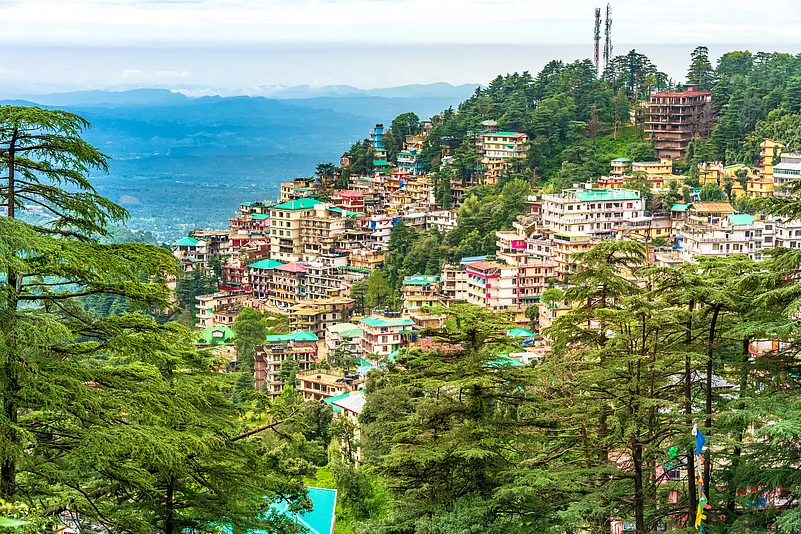 McLeod Ganj town view from the Triund trail, Himachal Pradesh