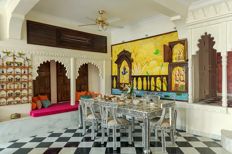 Inside SaffronStays Rang Havelii, Udaipur