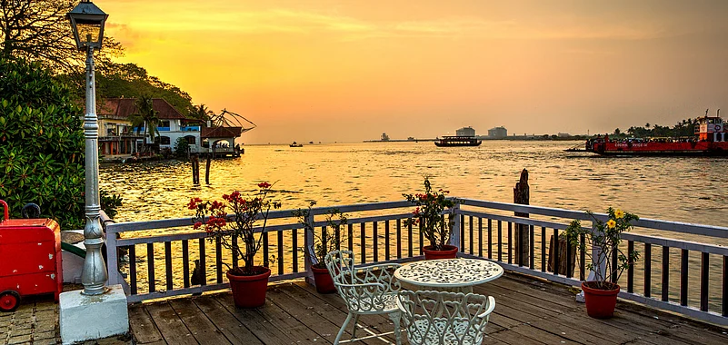 A sunset view at Brunton Boatyard, Kochi