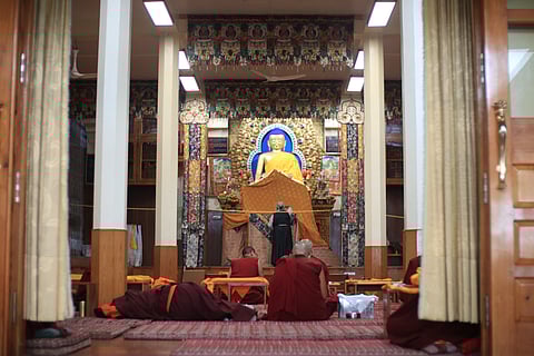 Monks at the Tsuglagkhang Complex in Dharamshala