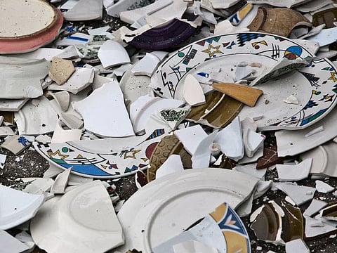 Plate smashing in Denmark for New Year's